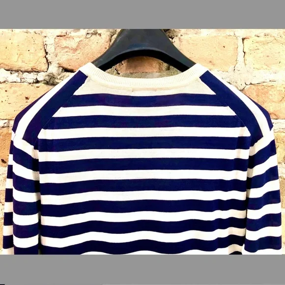 H&M Men's Fine Knit Nautical Striped Silk Sweater Medium - Picture 8 of 13